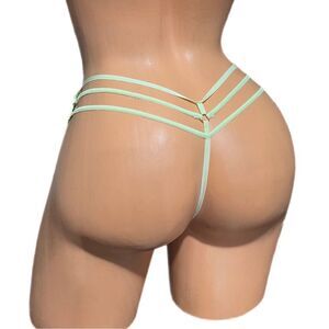 Victorias Secret Very Sexy Strappy back soft Satin Thong String Panty Green Xl